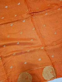 Semi Viscous Crepe Silk Saree -  Orange with Pink