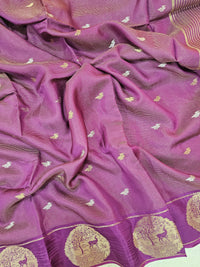 Semi Viscous Crepe Silk Saree - Magenta Purple