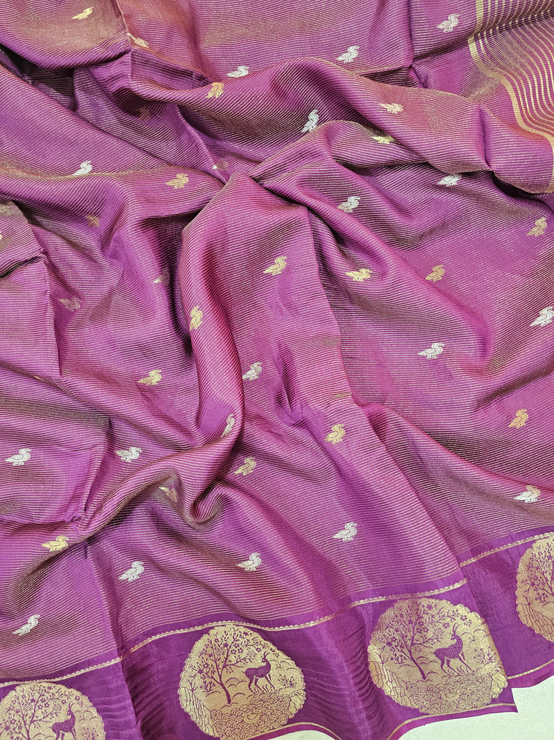Semi Viscous Crepe Silk Saree - Magenta Purple