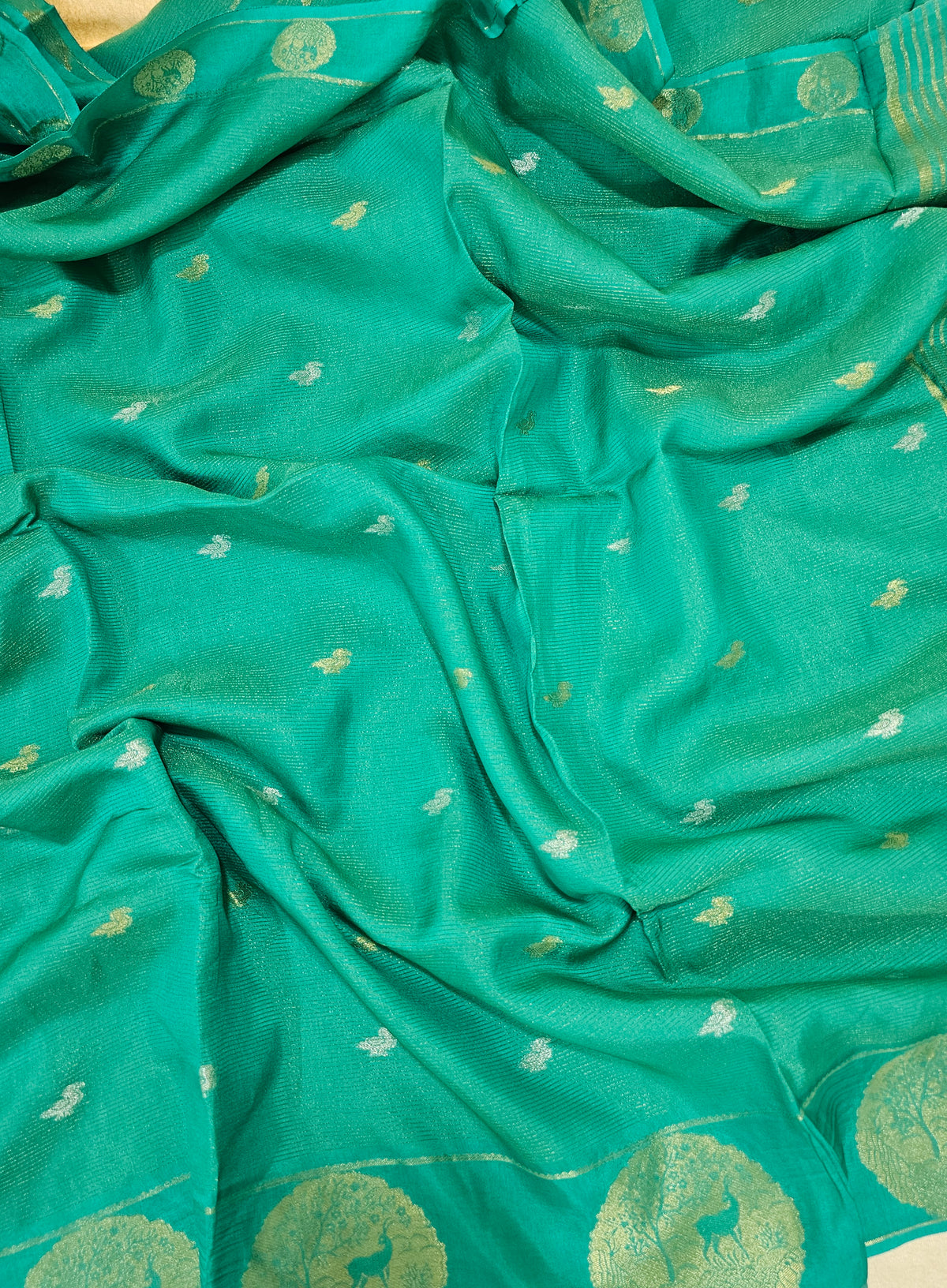 Semi Viscous Crepe Silk Saree -  Sea Green