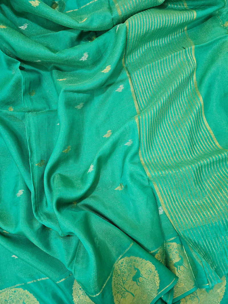 Semi Viscous Crepe Silk Saree -  Sea Green
