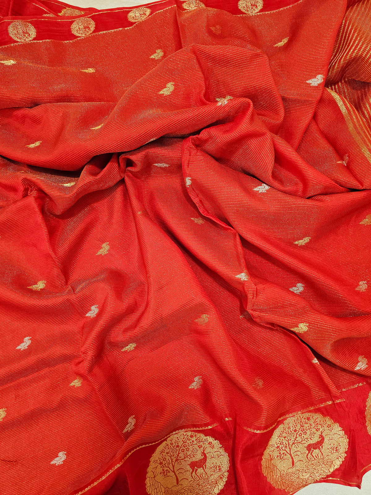 Semi Viscous Crepe Silk Saree - Red
