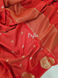 Semi Viscous Crepe Silk Saree - Red