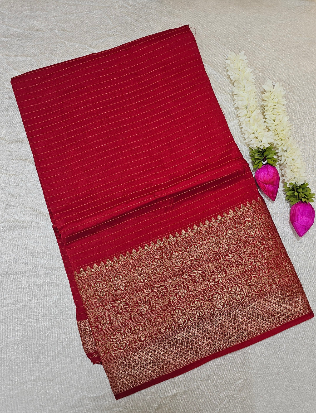 Semi Viscous Crepe Silk Saree - Red