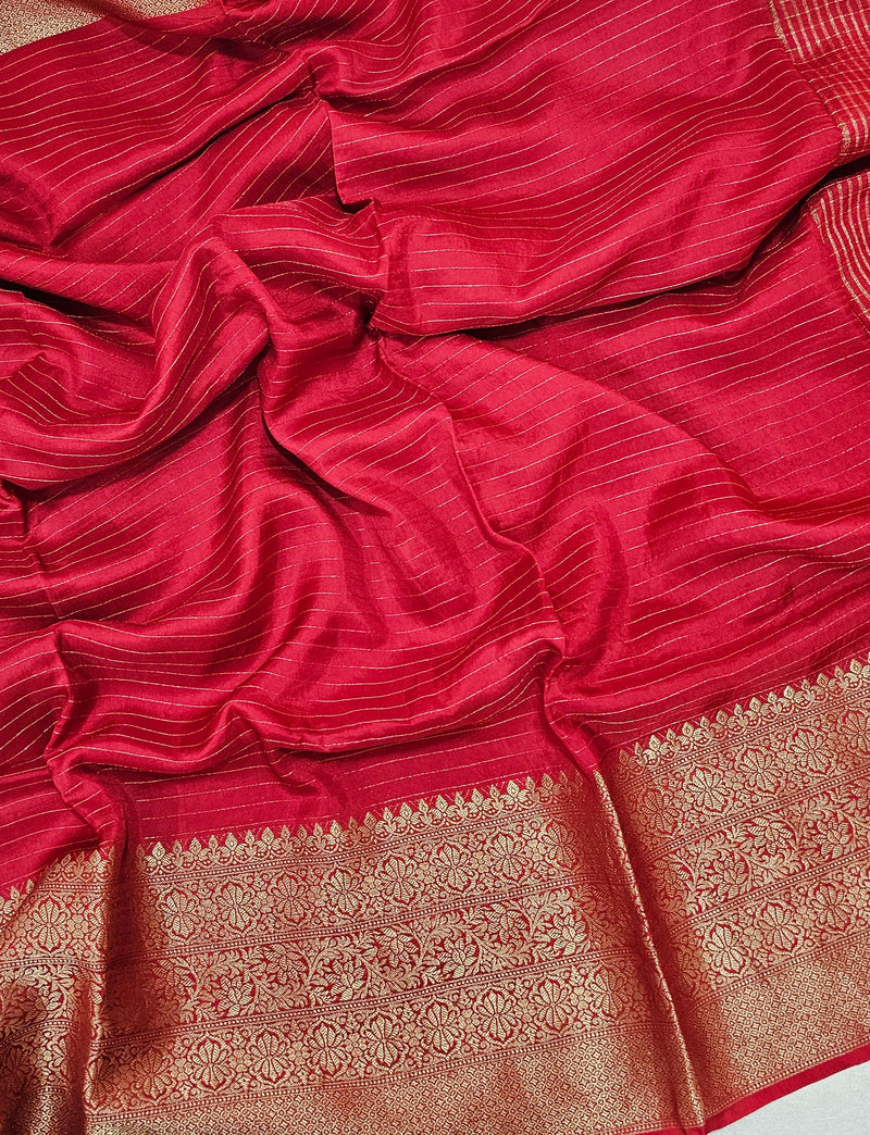 Semi Viscous Crepe Silk Saree - Red