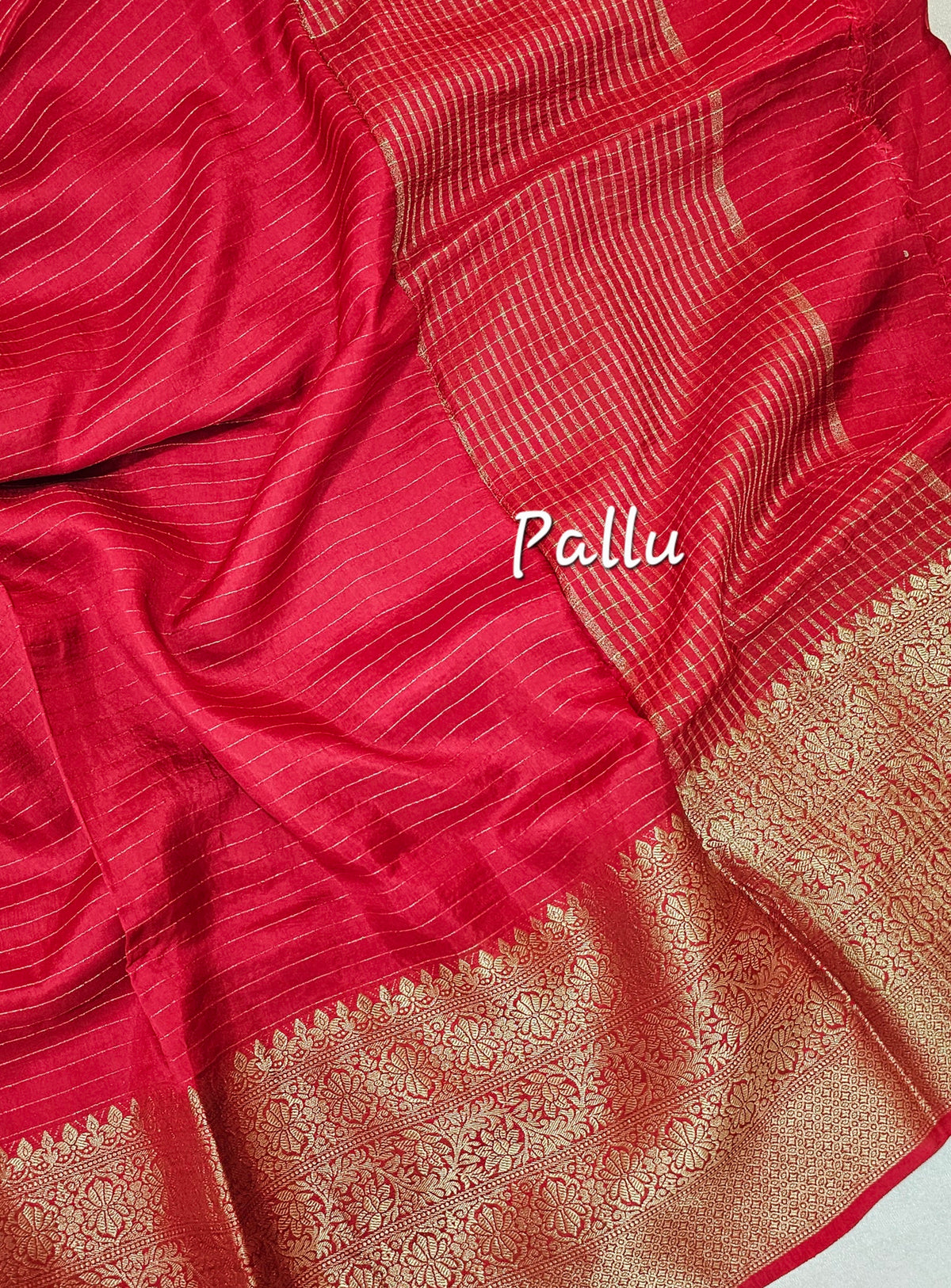Semi Viscous Crepe Silk Saree - Red