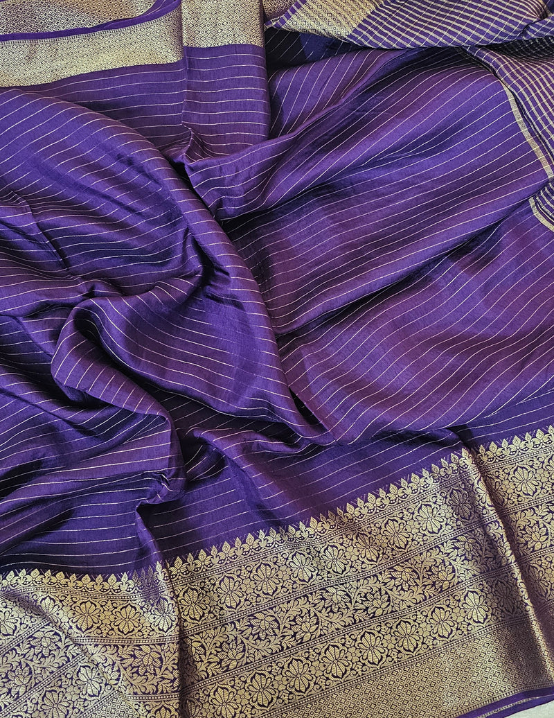 Semi Viscous Crepe Silk Saree - Purple