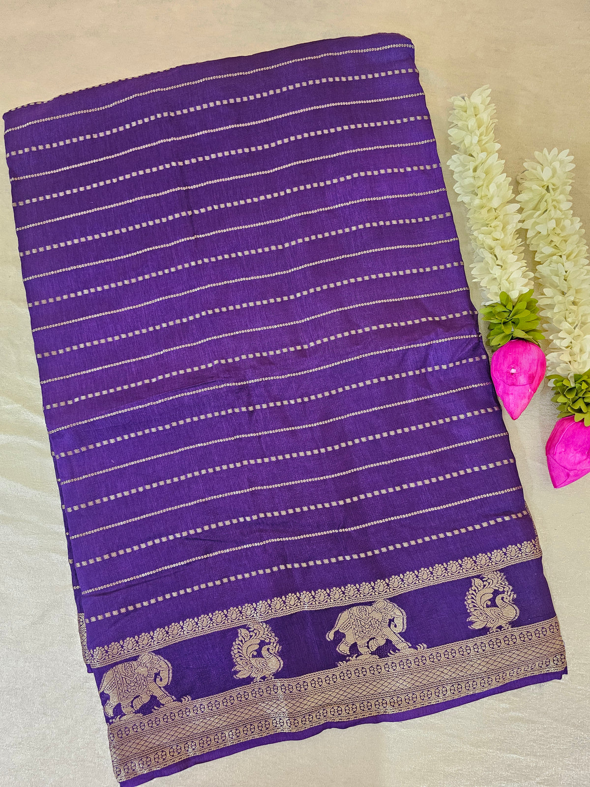 Semi Viscous Crepe Silk Saree - Purple