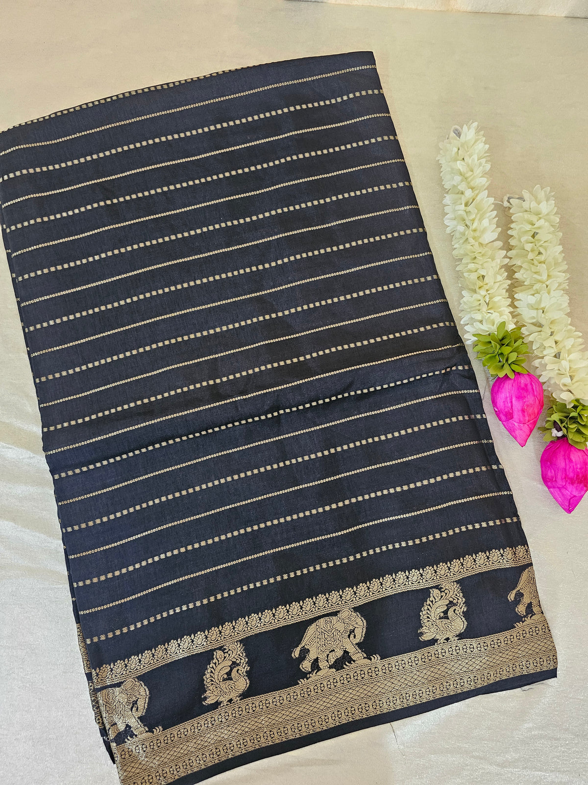 Semi Viscous Crepe Silk Saree - Black