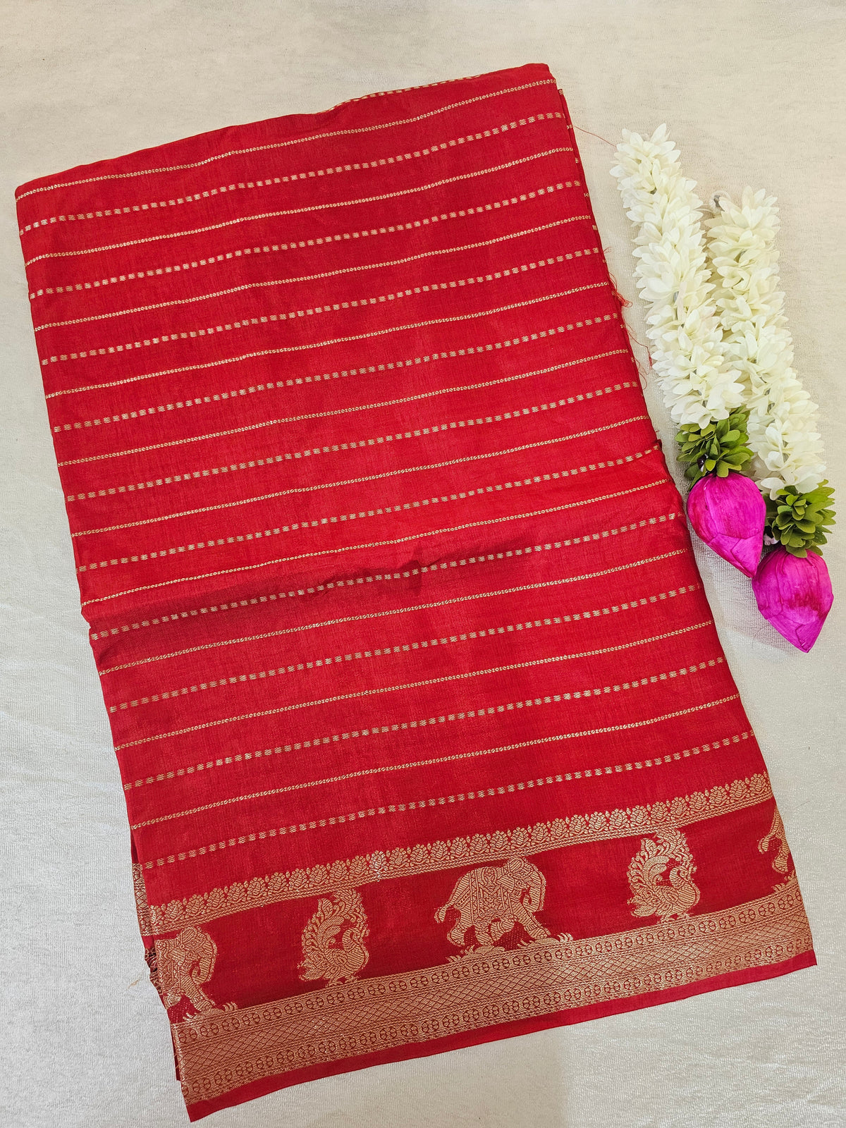 Semi Viscous Crepe Silk Saree - Red