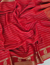 Semi Viscous Crepe Silk Saree - Red
