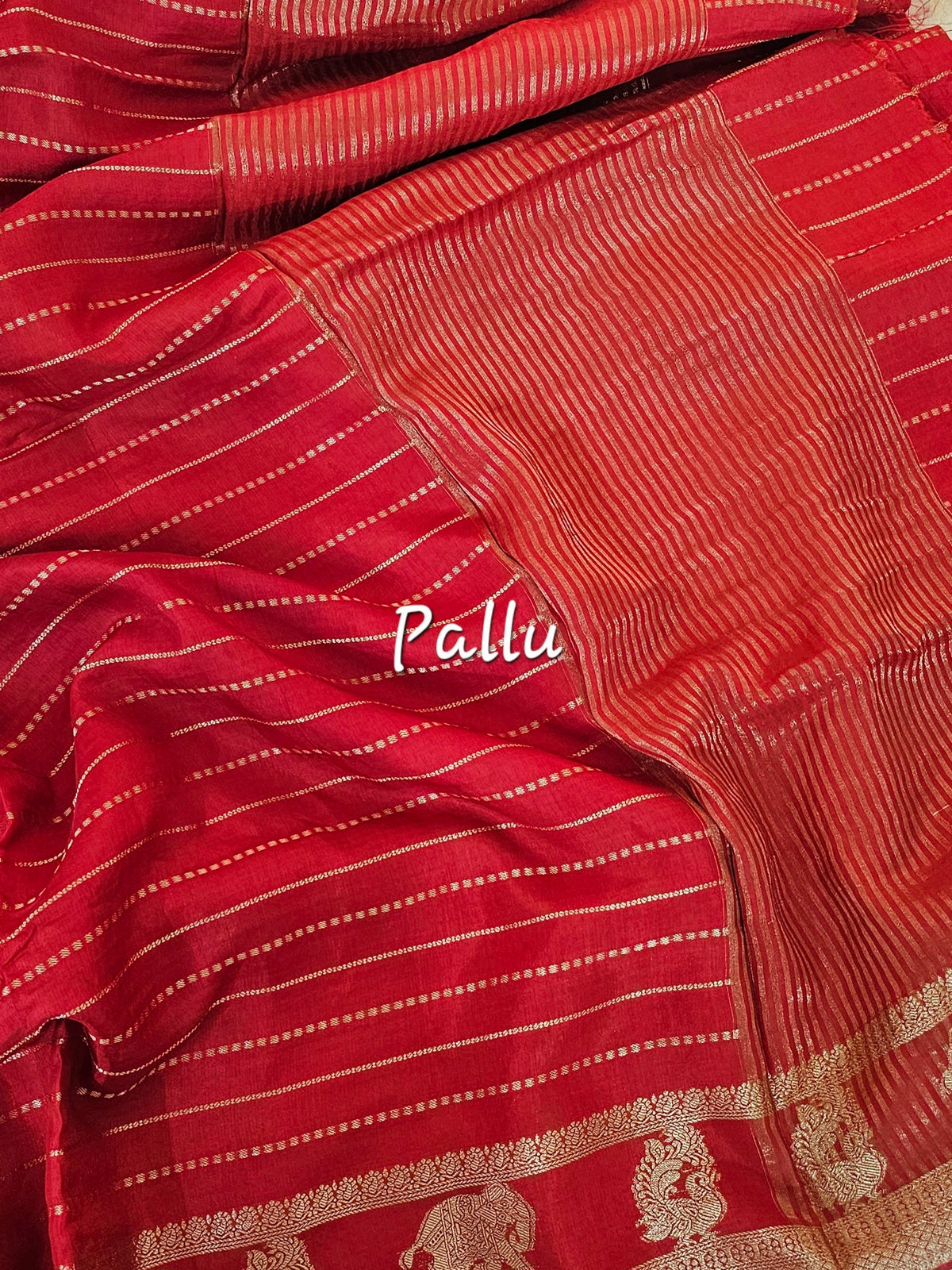 Semi Viscous Crepe Silk Saree - Red