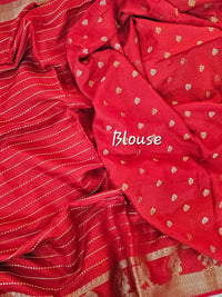 Semi Viscous Crepe Silk Saree - Red