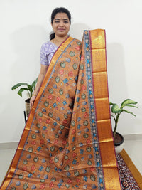Semi Kosa Silk Saree with Kalamkari Print - Mustard Yellow