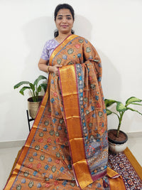 Semi Kosa Silk Saree with Kalamkari Print - Mustard Yellow
