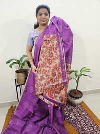 Semi Matka Tussar with Kalamkari - Purple