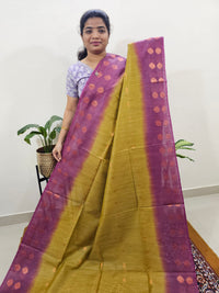 Bhagalpuri with Zari Weaving - Mehindi Green with Magento Pink