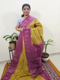 Bhagalpuri with Zari Weaving - Mehindi Green with Magento Pink