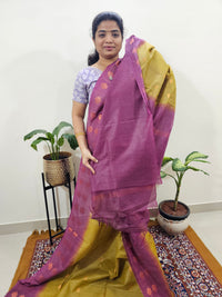 Bhagalpuri with Zari Weaving - Mehindi Green with Magento Pink