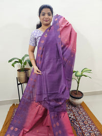 Bhagalpuri with Zari Weaving - Pink with Purple
