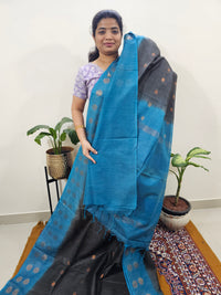 Bhagalpuri with Zari Weaving - Black with Blue