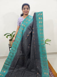 Bhagalpuri with Zari Weaving - Black with Sea Green