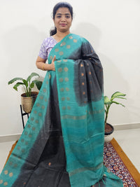 Bhagalpuri with Zari Weaving - Black with Sea Green