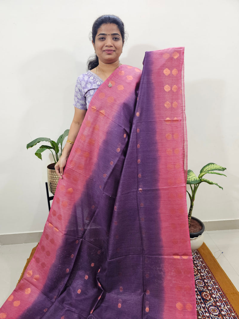 Bhagalpuri with Zari Weaving - Purple with Pink