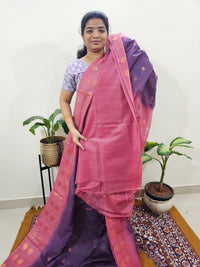 Bhagalpuri with Zari Weaving - Purple with Pink