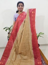Bhagalpuri with Zari Weaving - Beige with Red