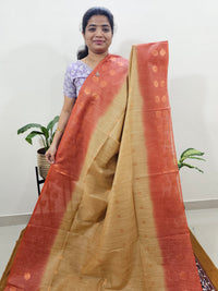 Bhagalpuri with Zari Weaving - Brown with Orange