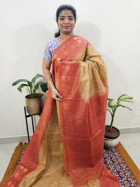 Bhagalpuri with Zari Weaving - Brown with Orange