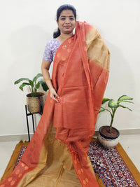 Bhagalpuri with Zari Weaving - Brown with Orange