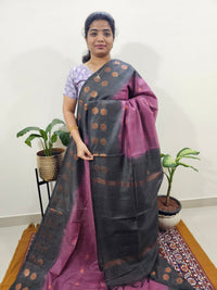 Bhagalpuri with Zari Weaving - Dark Onion Pink with Black