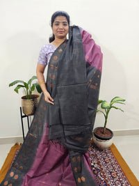 Bhagalpuri with Zari Weaving - Dark Onion Pink with Black