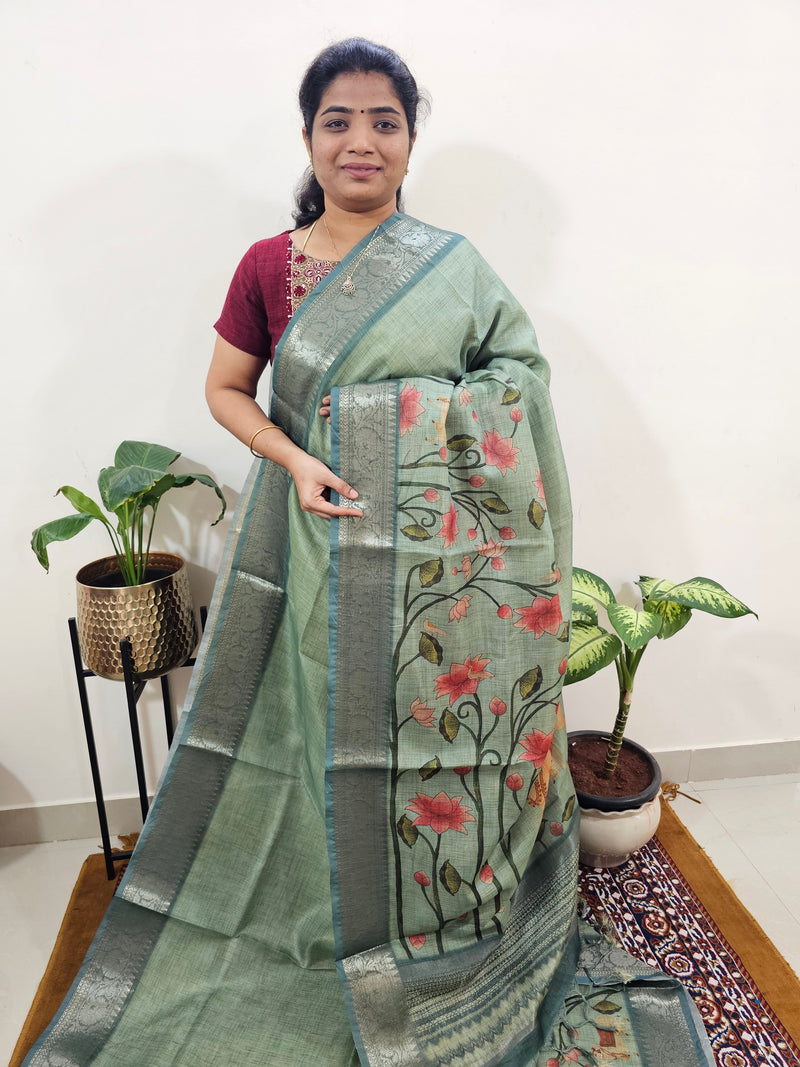 Soft Semi Tussar Kota Weaving  - Sea Green