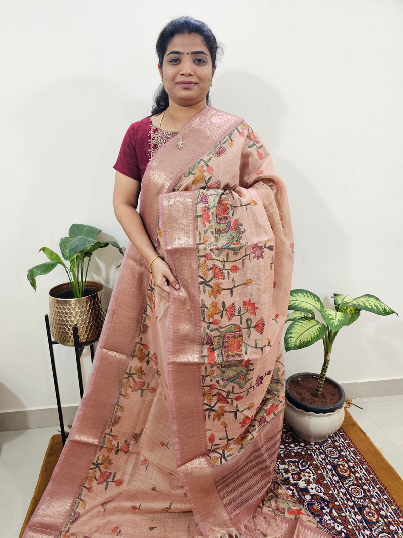 𝐏𝐫𝐞𝐛𝐨𝐨𝐤𝐢𝐧𝐠 𝐀𝐯𝐚𝐢𝐥𝐚𝐛𝐥𝐞 - 𝟐𝟎 𝐃𝐚𝐲𝐬 𝐨𝐟 𝐃𝐢𝐬𝐩𝐚𝐭𝐜𝐡𝐢𝐧𝐠 𝐓𝐢𝐦𝐞 Soft Semi Tussar Kota Weaving  - Onion Pink