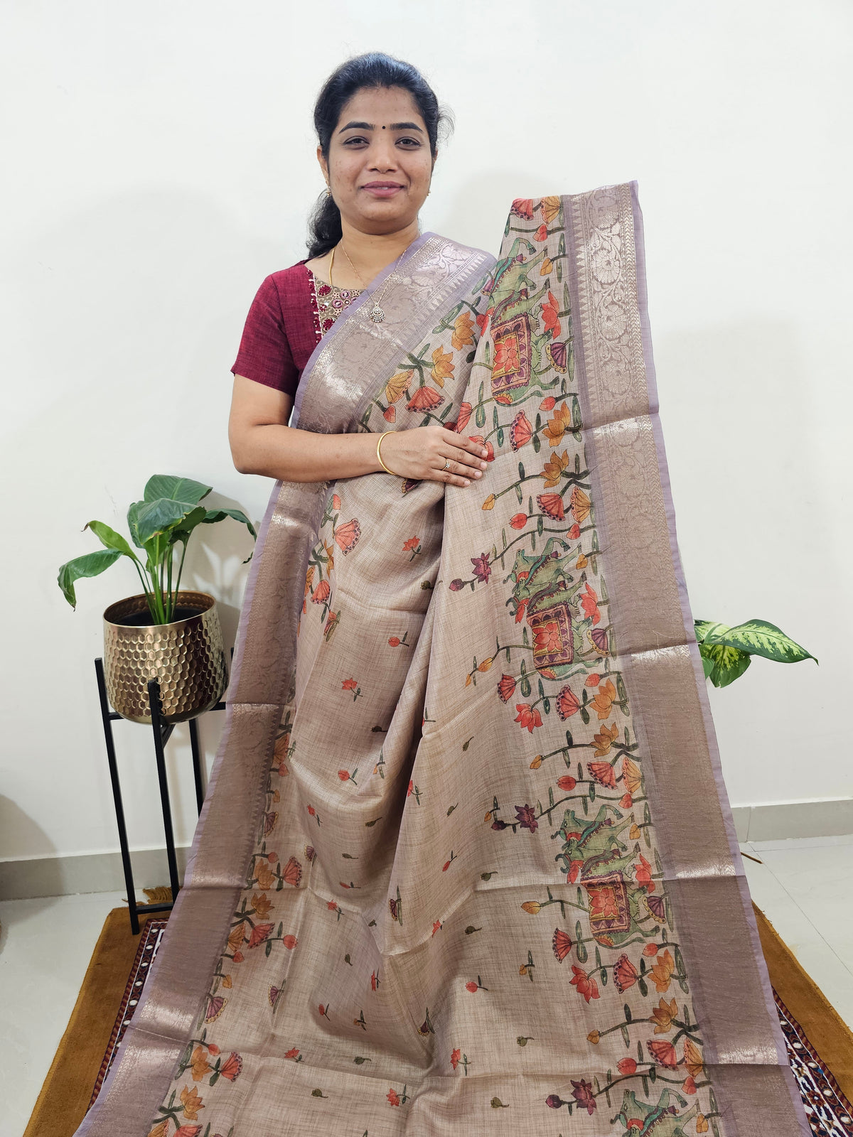 Soft Semi Tussar Kota Weaving  - Beige