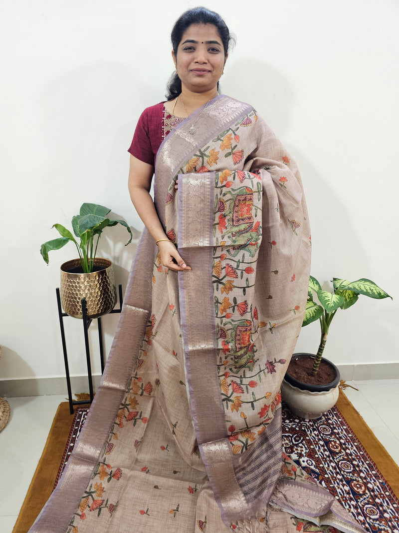 Soft Semi Tussar Kota Weaving  - Beige