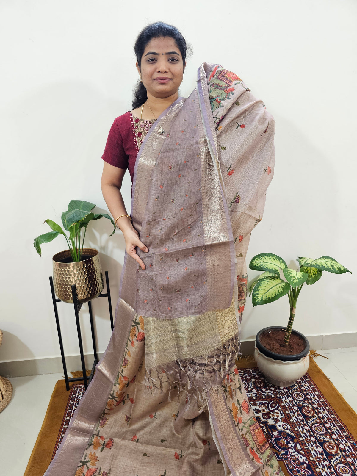 Soft Semi Tussar Kota Weaving  - Beige