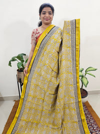 Maheshwari Silk Cotton Hand Block Printed Saree - Yellow