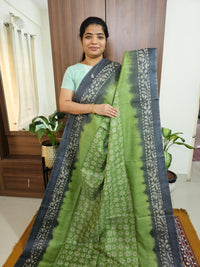 Bhagalpuri with Batik Print - Green with Grey