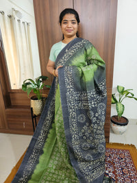 Bhagalpuri with Batik Print - Green with Grey