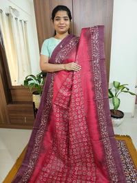 Bhagalpuri with Batik Print - Pink with Maroon