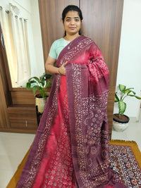 Bhagalpuri with Batik Print - Pink with Maroon