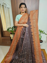 Bhagalpuri with Batik Print - Brown with Honey Brown