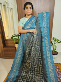Bhagalpuri with Batik Print - Grey with Blue