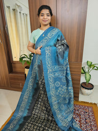 Bhagalpuri with Batik Print - Grey with Blue