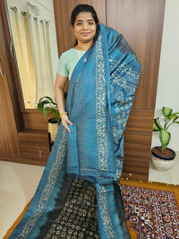 Bhagalpuri with Batik Print - Grey with Blue