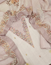 Linen with Hand Knot Work Unstitched Salwar - Lavender
